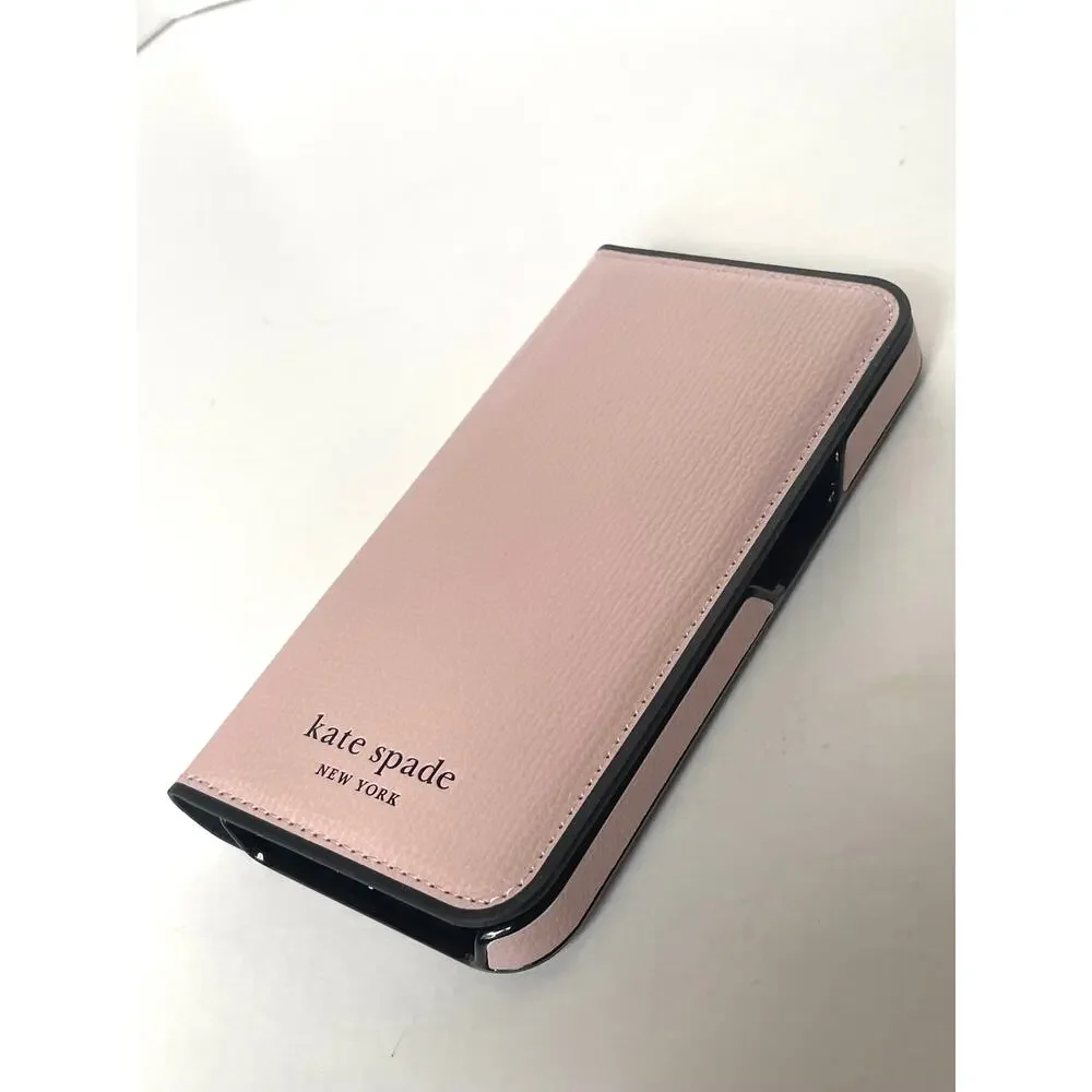 Kate Spade iPhone 15 Pro Wallet Folio Case Pale Vellum Wireless Charge
